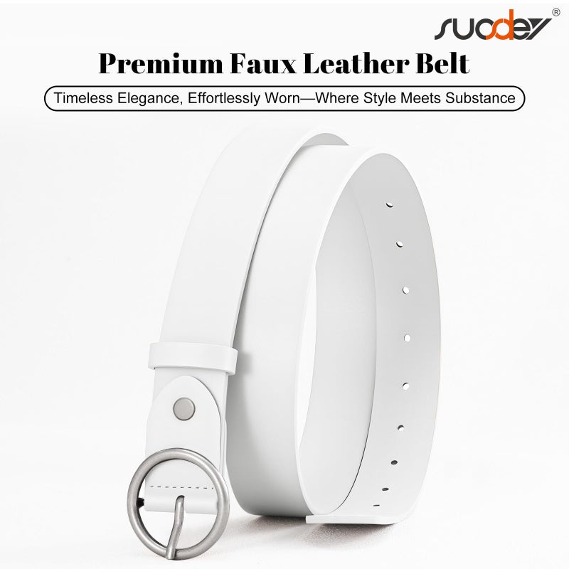 SUOSDEY Fashion Women Leather Belt for Dresses Jeans Pants With Classic Round Buckle - Image 4